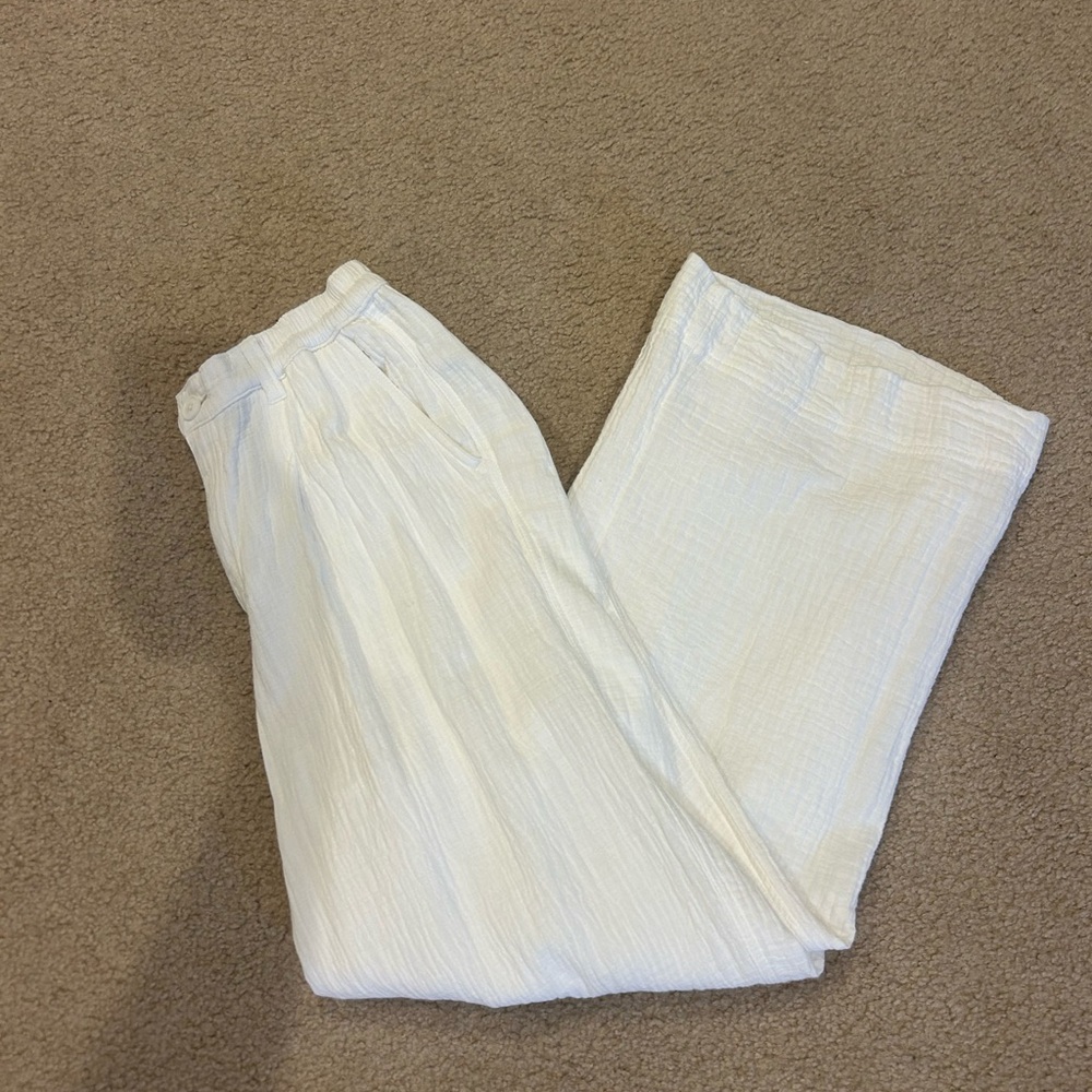 Aerie Wide Leg Linen Pants